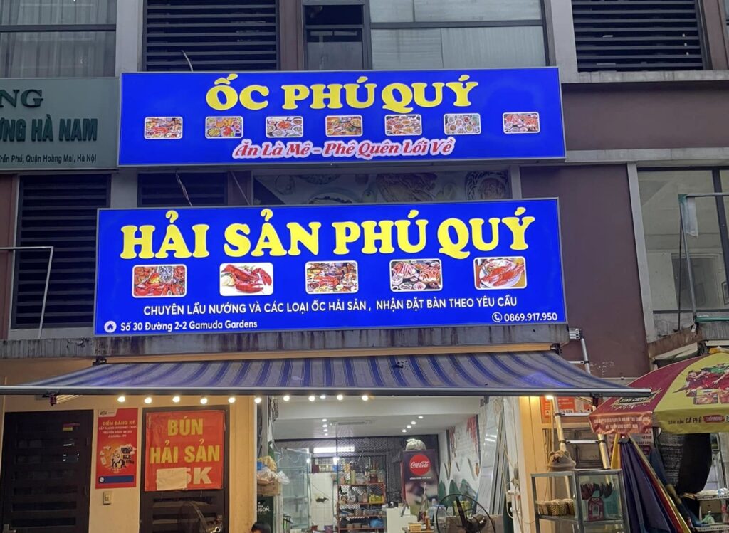 Biển quán hải sản Phú Quý