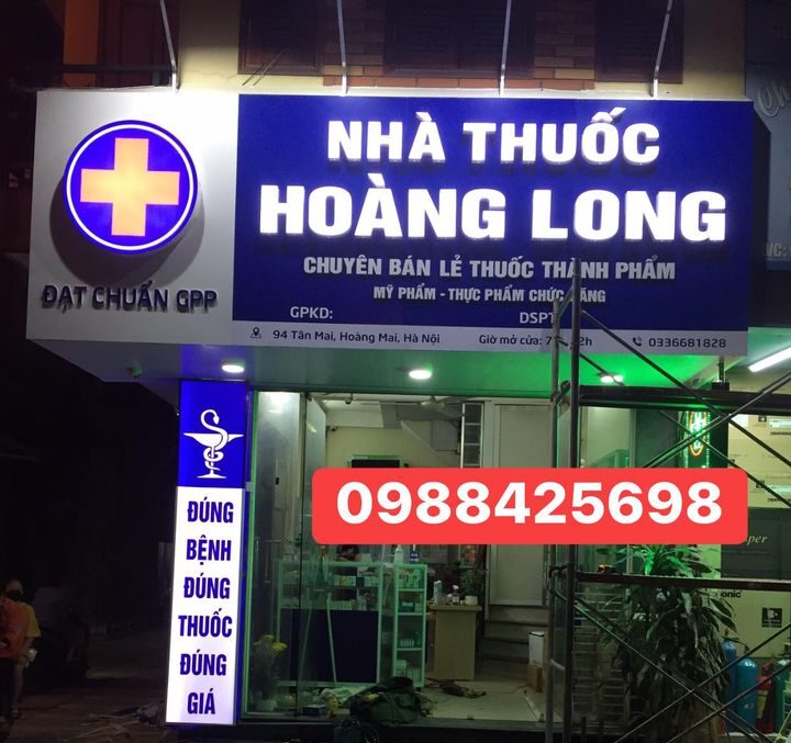 Hoàn thiện biển quảng cáo nhà thuốc Hoàng Long tại 94 Tân Mai