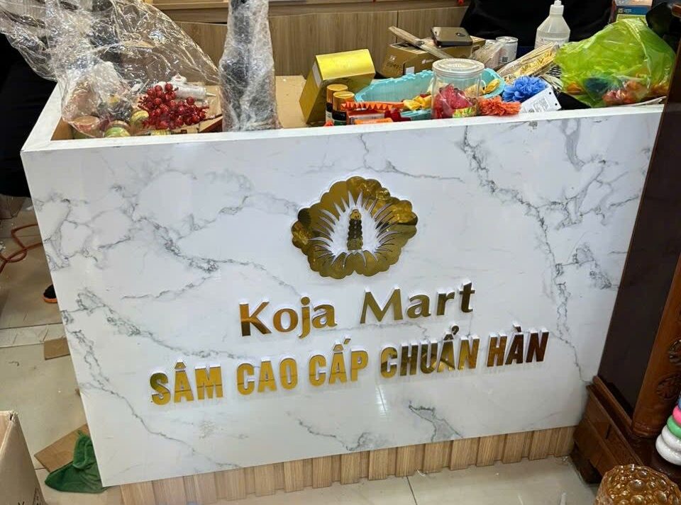Mẫu chữ nổi gắn quầy thu ngân đẹp