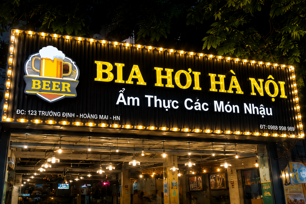 Biển chữ nổi sáng đèn quán bia hơi