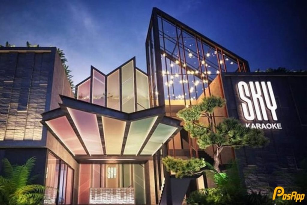 Biển quảng cáo Sky Karaoke kiến trúc kính hiện đại