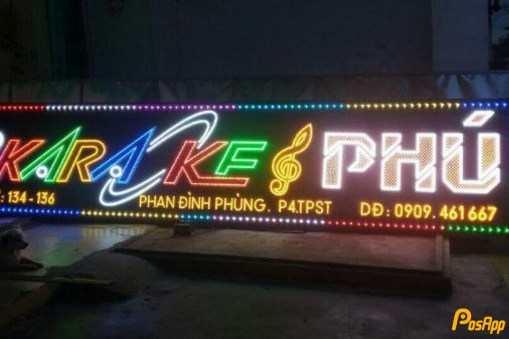 Biển karaoke Phú chữ LED viền nhiều màu