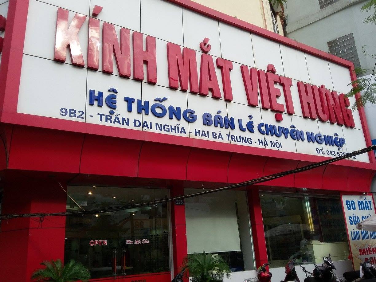 Biển alu chữ nổi cửa hàng kính mắt mặt tiền gọn