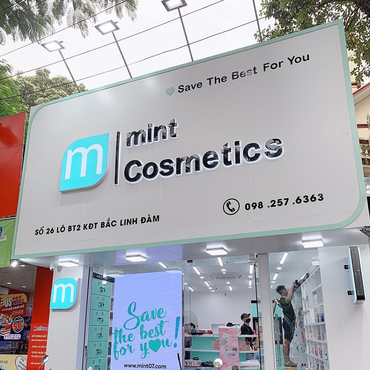 Chữ nổi mica LED sáng chân shop mỹ phẩm