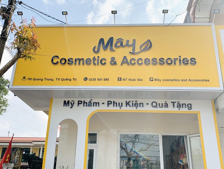Mẫu biển shop mỹ phẩm phong cách Hàn Quốc tối giản