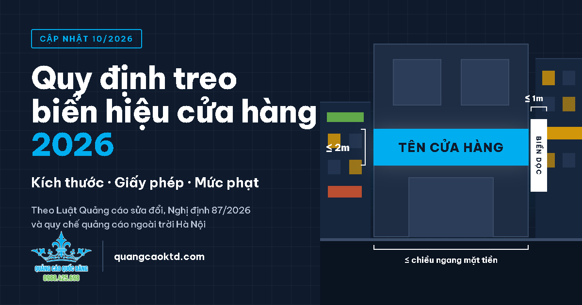 Biển hiệu cửa hàng làm đúng quy định kích thước